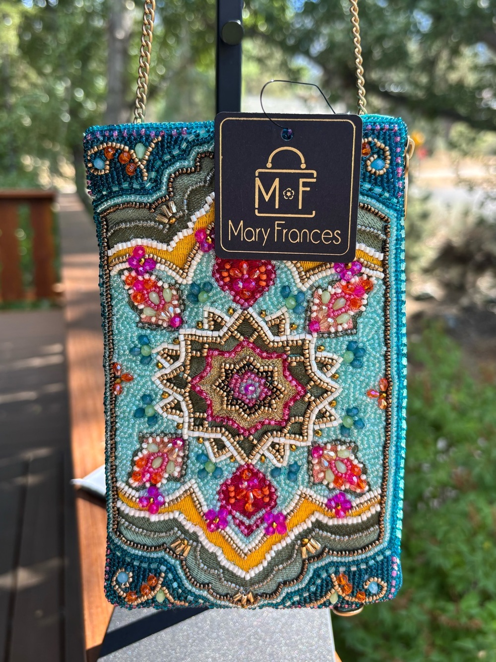 Mary Frances Venice teal Multicolor Beaded bag with Crossbody